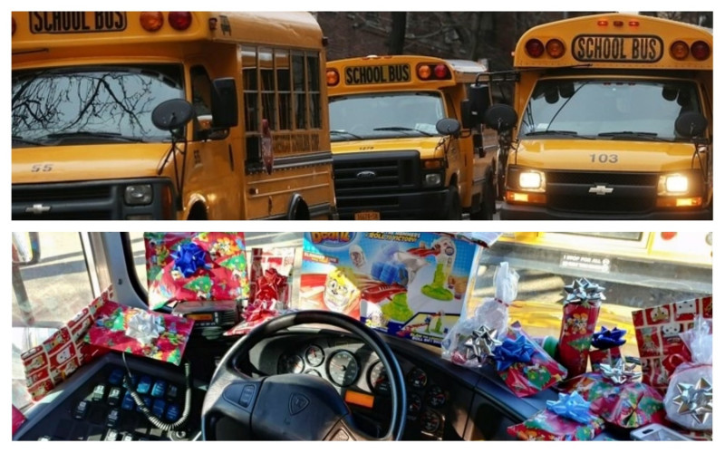 美國一小學校車司機，替全車小朋友準備了驚喜聖誕禮物。   圖／上翻攝自網路,下翻攝自 Lake Highlands 小學臉書