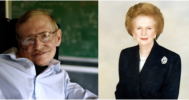 英國將發行新版50英鎊鈔票，知名物理學家霍金（左）和英國第一任女首相佘契爾夫人（右）等992人進入決選。   圖：翻攝維基百科(新頭殼合成)