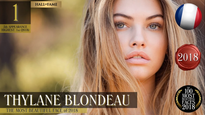 美國電影網站「TC Candler」公布「2018世界百大最美臉孔」，冠軍由年僅17歲的法國模特兒黛蘭布蘭多（Thylane blondeau）拿下。   圖：翻攝自Youtube「TC Candler」頻道