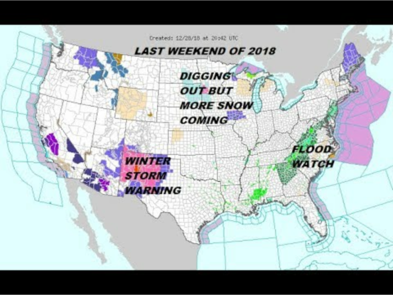 隨著新墨西哥州未來數天預估將降下更多大雪，以及部分南部和東部州將下大雨，將破壞數千名美國人的新年旅遊計畫。   圖：翻攝自Youtube