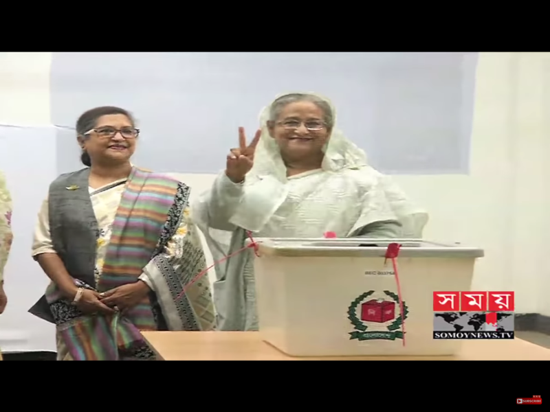 孟加拉現任總理哈希納（Sheikh Hasina）於競選期間對反對陣營展開血腥鎮壓，以致暴力衝突頻傳，而外界預期哈希納將贏得具歷史性、卻也引發爭議的第4任期。   圖：翻攝自Youtube