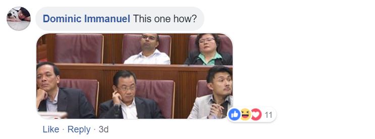 新加坡網友質疑，如果保安人員執勤時睡著會影響重大，所以需要重罰，那麼議員在議會睡覺又該當何罪？   圖：轉貼自臉書