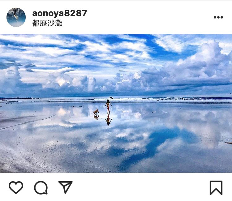 「都歷海灘」在退潮時的淺灘上，就能拍出超夢幻的倒影。   圖：翻攝自instagram aonoya8287／開放權限