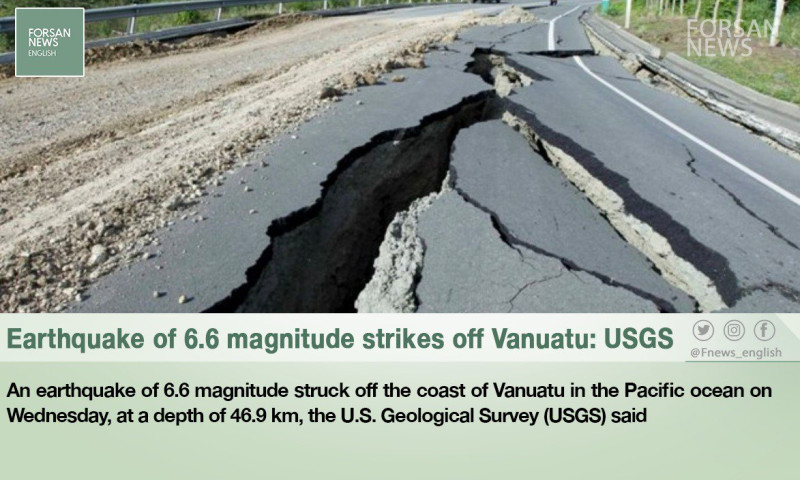 萬那杜共和國16日上午7時左右發生芮氏規模6.6地震，暫無傷亡傳出，但道路出現超大縫隙，相當駭人。   圖：翻攝Forsan News推特