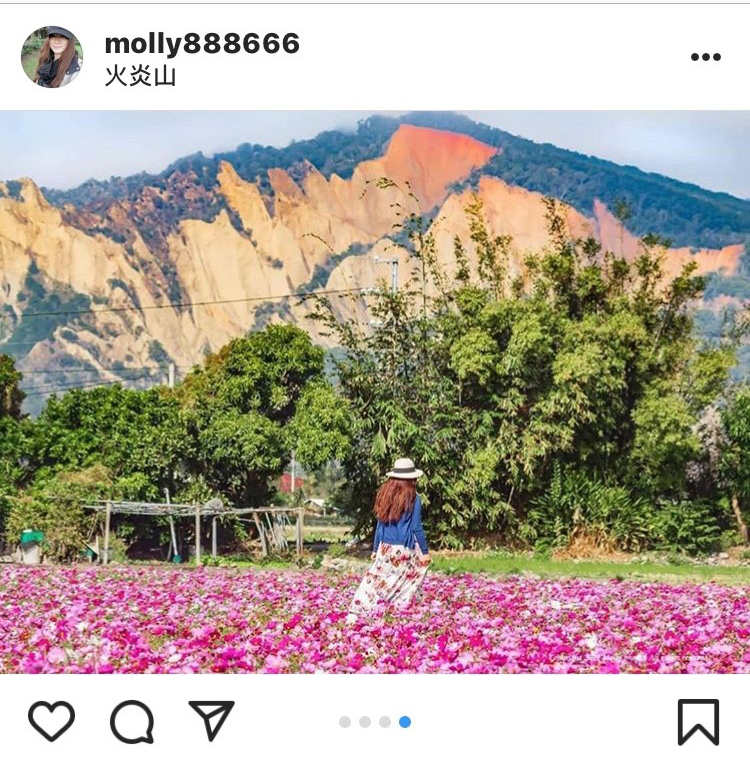 后里波斯花海和三義火炎山，是休假放鬆親近大自然的好去處。   圖：翻攝自instagram molly888666／開放權限