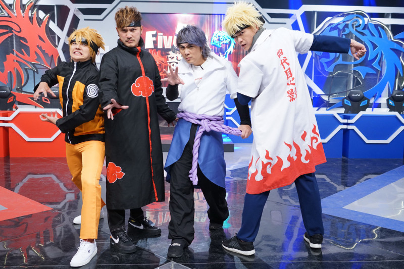 《FIVE鬪！龍虎門》本集大玩「火影忍者」cosplay。左起：曾子余、KID、王仁甫、黃鐙輝。