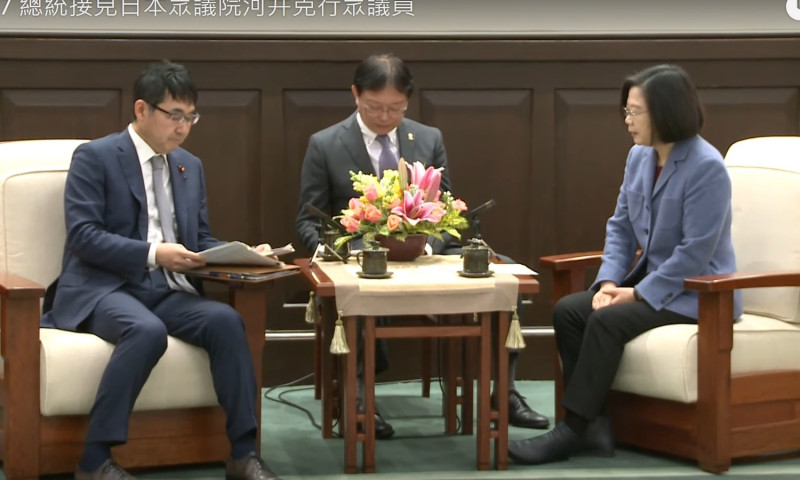 總統接見日本眾議院河井克行眾議員   圖：翻拍自總統府youtube