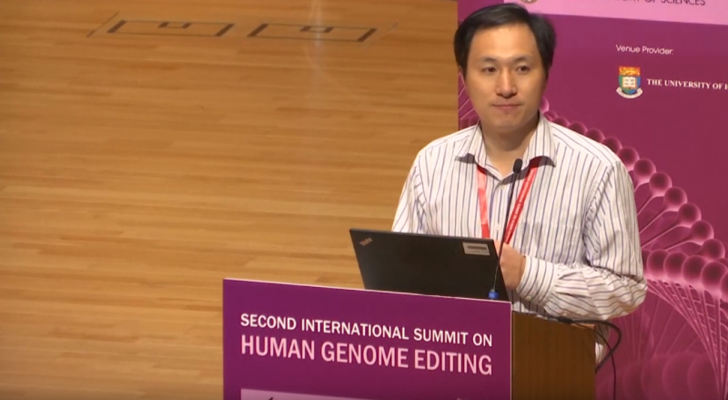 中國學者賀建奎（圖）去年宣稱創造出全球首個基因編輯寶寶 引發爭議。   圖：翻攝Youtube