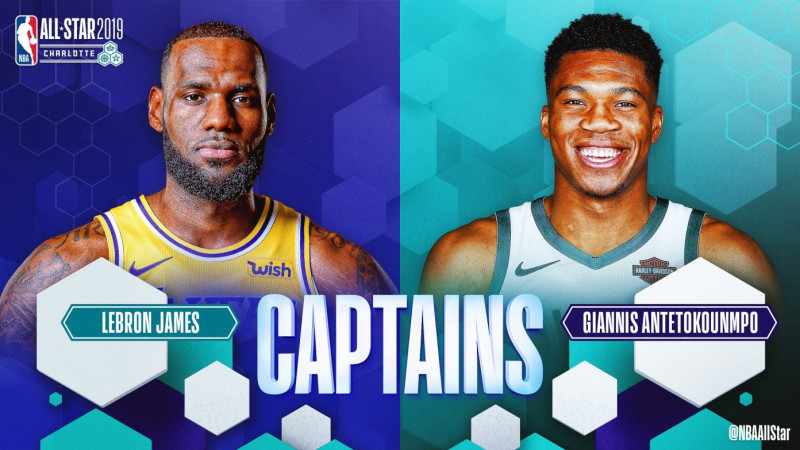 2018-19賽季NBA全明星賽隊長「詹皇」LeBron James(左)、「字母哥」Giannis Antetokounmp。   圖／取自NBA官方推特