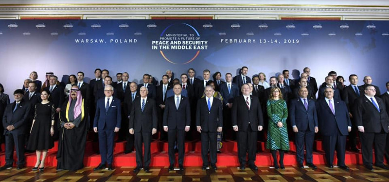 由美國贊助的中東會議在波蘭華沙舉行。   圖：翻攝Benjamin Netanyahu臉書