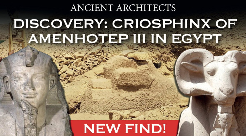 埃及發現新的羊面獅身像，推測應是著名的圖坦卡門祖父時期作品。   圖：翻攝自youTube/ Ancient Architects