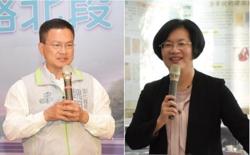 由前彰化縣長魏明谷(左)所爭取的2020台灣燈會，在現任縣長王惠美上任後，便因時間匆促以及財政狀況為由放棄，改由台中市舉辦。   圖：新頭殼合成