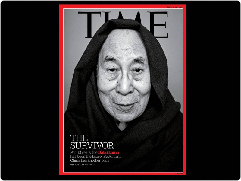 美國時代雜誌（TIME）最新一期雜誌專訪到流亡印度60年的精神領袖達賴喇嘛。   圖：翻攝自美國時代雜誌（TIME）官網。