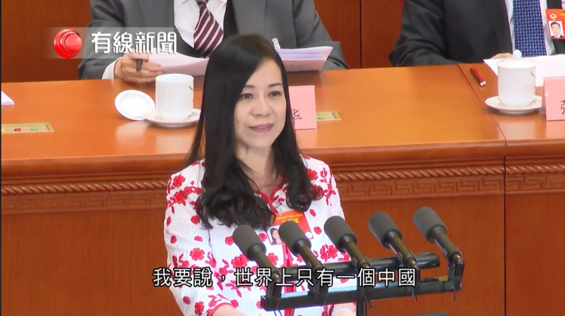 臉書專頁「有線中國組」分享一則全國政協全體會議上，台裔香港委員凌有詩在會議中的言論。   圖：翻攝自「有線中國組」臉書粉專影片截圖