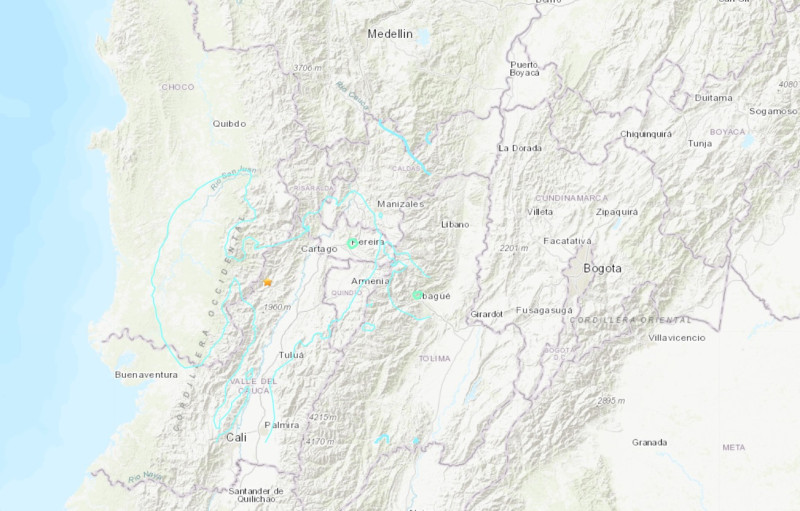 哥倫比亞西南部發生規模6.1的強震，省府首都卡利市（Cali）也感受到強烈搖晃。   
