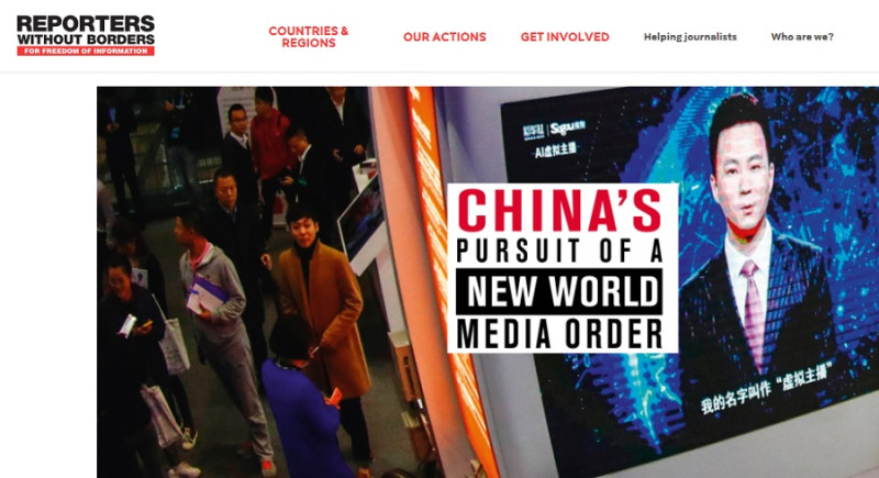 無國界記者組織今（25）日發布報告警告，中國正試圖建立「世界媒體新秩序」，將威脅全球新聞自由，呼籲民主國家起而反抗。   圖：翻攝RSF官網