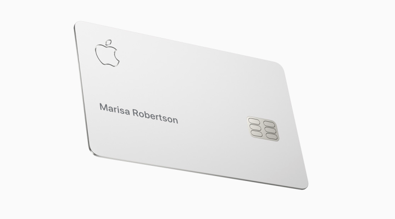 蘋果 Apple Card 實體卡片外觀，延續蘋果一貫的簡約風格設計。圖：翻攝蘋果官網