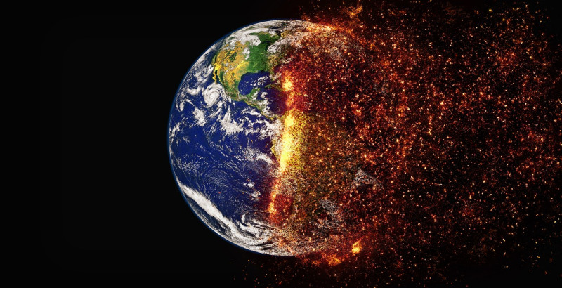 世界氣象組織（WMO）公布年度全球氣候報告，指出過去4年是紀錄中氣溫最高的一段時間。圖為全球暖化示意圖。   圖：取自Pixabay