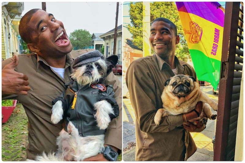快遞員Jason Hardesty有著開朗的笑容，喜歡跟狗狗合照，上傳到Instagram與大家分享。   圖／翻攝Instagram