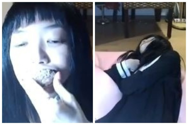 日本一名 Youtuber 日前在直播中「吃飯糰」，不料她一口氣吞下一顆「比拳頭還大」的飯糰之後，不小心噎到昏迷。   圖／翻攝自YOUTUBE