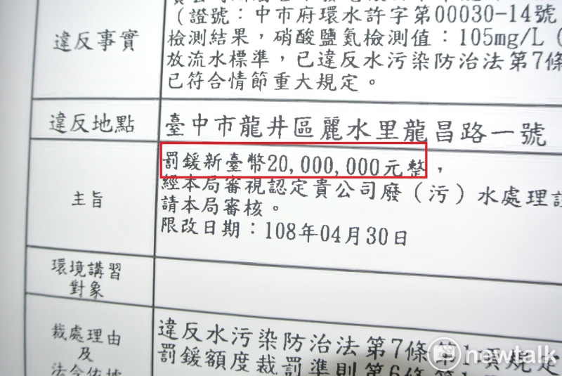 中市政祭出2000萬元罰鍰，史上最高。   圖：唐復年/攝