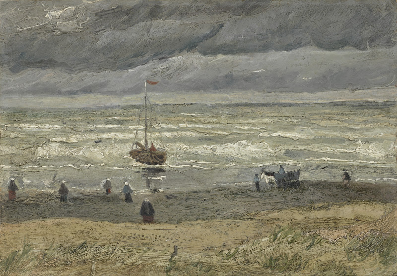 荷蘭畫家梵谷在1882年創作的《席凡寧根的海景》，重回梵谷博物館，可望本週再與世人見面。   圖：翻攝自梵谷博物館