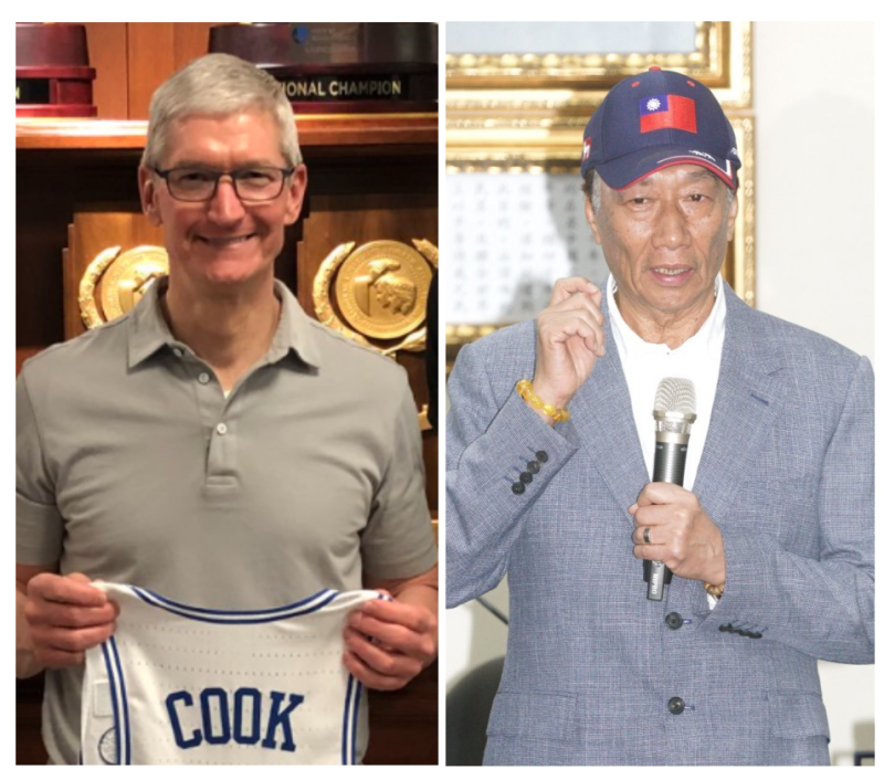 左：蘋果公司執行長庫克；右：鴻海董事長郭台銘。   圖：新頭殼合成。