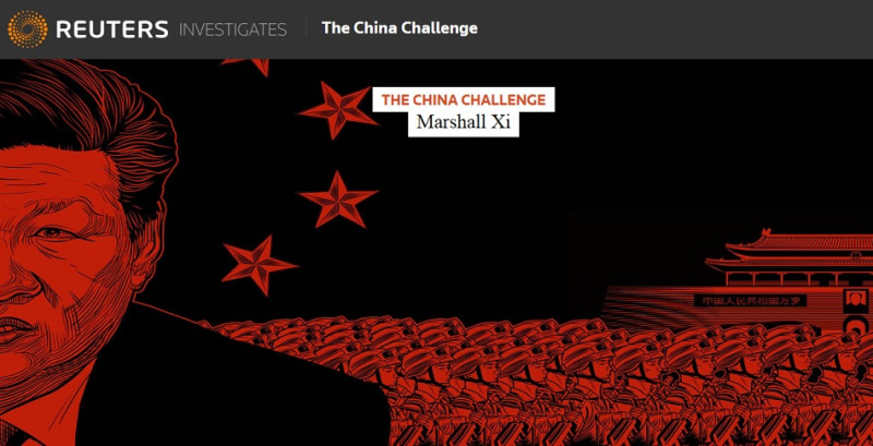 路透社23日發表「中國挑戰」（The China Challenge）系列報導，披露中國軍隊的驚人進步正在如何終結美國數十年來在亞洲的霸權地位。   圖：翻攝REUTERS官網