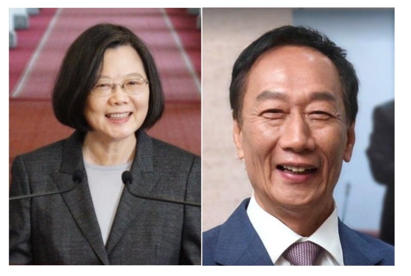 左：總統蔡英文；右：鴻海集團董事長郭台銘。   圖：新頭殼合成照