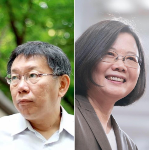 台北市長柯文哲（左）與總統蔡英文（右）針對兩岸議題隔空交火。   圖：新頭殼合成圖（翻攝自柯文哲臉書、蔡英文臉書）