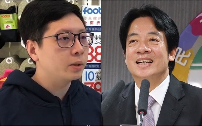 綠黨桃園市議員王浩宇（左）、前行政院長賴清德（右）。   圖：新頭殼合成