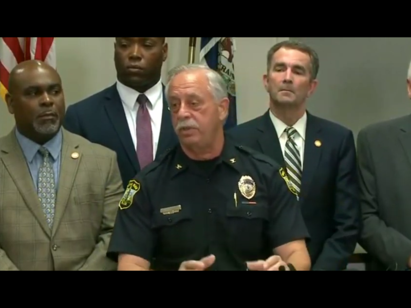 維吉尼亞灘市（Virginia Beach）警察首長塞維拉（James Cervera）指出，克萊杜克行兇後，4名員警趕抵現場並跟他展開槍戰，交火期間克萊杜克受傷，不久後喪命。   圖：翻攝自Youtube