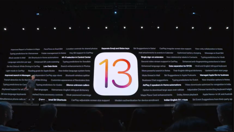 蘋果推出iOS 13，重點功能有黑暗模式、滑動輸入。   圖：翻攝影片