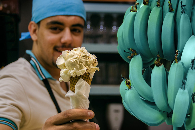 「爪哇藍香蕉」不只擁有美麗的藍綠色外皮，吃起來的味道更像是「香草冰淇淋」！   圖／翻攝自 The Open Mind