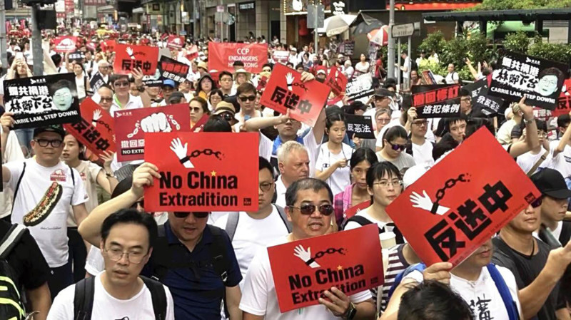 2019年6月9日反送中大遊行，吸引逾百萬人上街抗議。   圖 : 達志影像/美聯社（資料照）