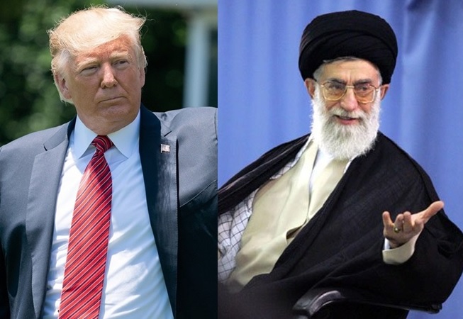美國總統川普24日簽署行政命令，對伊朗最高精神領袖哈米尼（右）和其他高階官員祭出最新制裁。   圖：翻攝白宮、哈米尼臉書