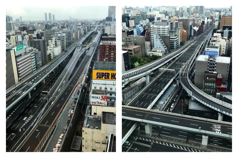 G20會議期間，因日本政府高規格管制，造成阪神高速公路空無一車景象。   圖：Nownews提供