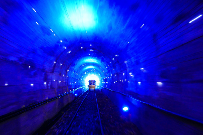 自即日起至9月底季節限定的「深澳鐵道自行車」燈光花海隧道。圖：新北市政府觀光旅遊局/提供