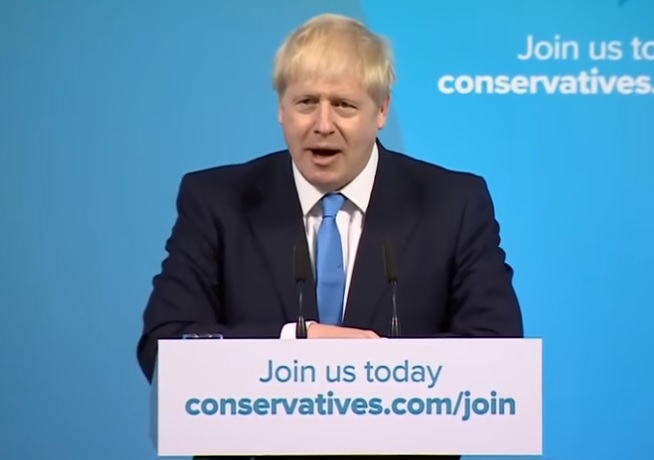 英國前外相強生（Boris Johnson）今天當選保守黨黨魁，同時也將接任首相。   圖：翻攝Youtube