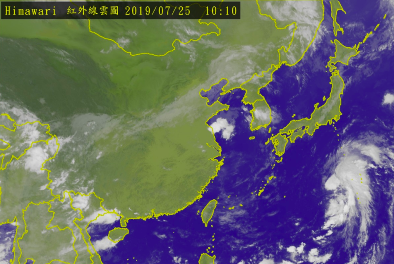 根據中央氣象局最新路徑潛勢預測圖顯示，熱帶性低氣壓在日本南方海面向北移動，今日有發展成第6號颱風「百合」   圖：截自中央氣象局