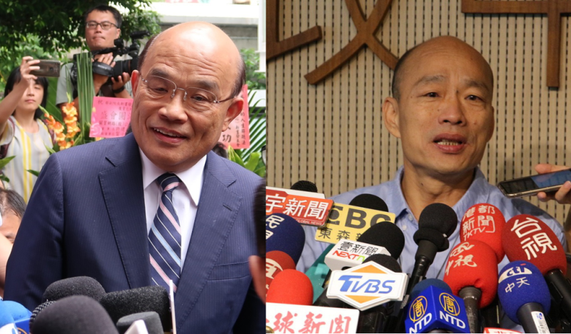行政院長蘇貞昌（左）和高雄市長韓國瑜（右）口水不斷。   圖：新頭殼合成