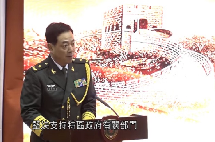 解放軍駐港部隊司令員陳道祥今（31）日表示，近日香港發生一系列極端暴力事件，嚴重觸碰「一國兩制」的原則底線，絕對不能容忍。   圖：翻攝RTHK NEWS臉書影片