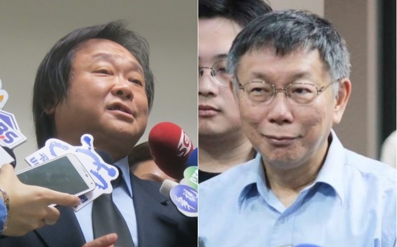 台北市長柯文哲(右)、民進黨台北市議員王世堅(左)。   圖：新頭殼合成