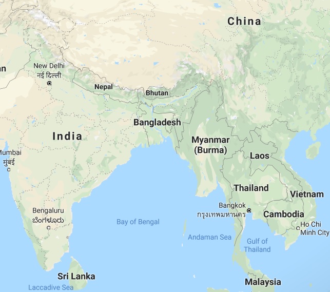 印度與緬甸都對中國充滿戒心   圖：取自Google map