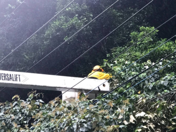 基隆區營業處服務範圍內累計約有8300多戶停電，經維修人員冒雨搶修後，下午4時已恢復供電。   圖：取自台灣電力公司