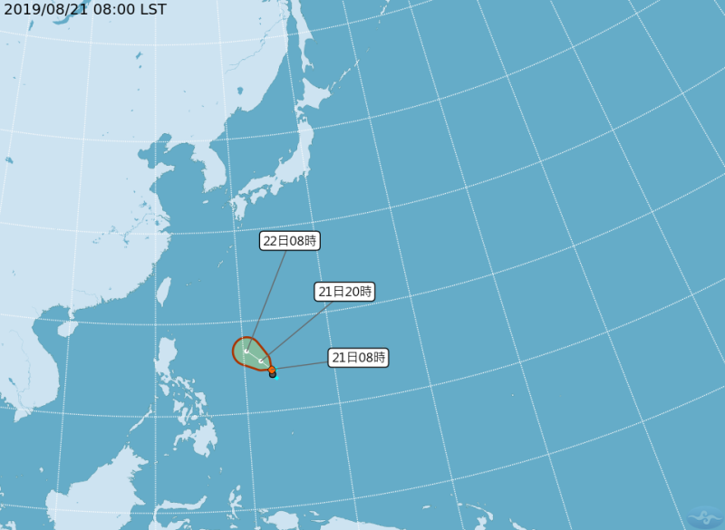 第11號颱風「白鹿」之路徑潛勢預報。   圖：取自中央氣象局／官網