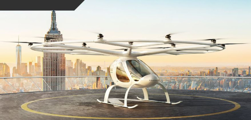 德國無人機公司推首款商用空中計程車「VoloCity」，年底將在新加坡進行試飛。   圖：翻攝自Volocopter官網