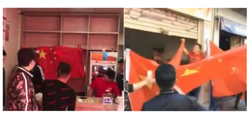 台灣人在南美洲智利經營炸雞店，因在網路上表態支持香港，店裡隨即遭到在地中國人圍攻。   圖：翻攝自網路/新頭殼合成