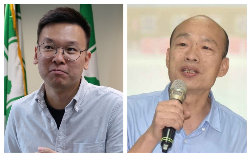 民進黨副秘書長林飛帆(左)，國民黨總統參選人韓國瑜(右)。   圖：新頭殼合成