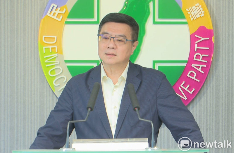 黨主席卓榮泰表示，顏若芳是「轉任」社團部主任兼黨發言人，並不是被拔官。   圖：林昀真翻攝